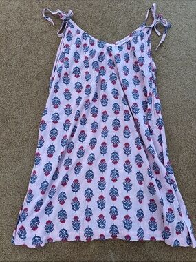 Sleeveless Tie-Shoulder Floral Print Sundress - Pink & Blue